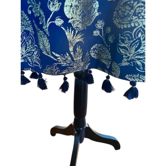 Cabana Life Blue & Gold Off-Shoulder Tassel Dress - Size Large - Picture 3 of 7